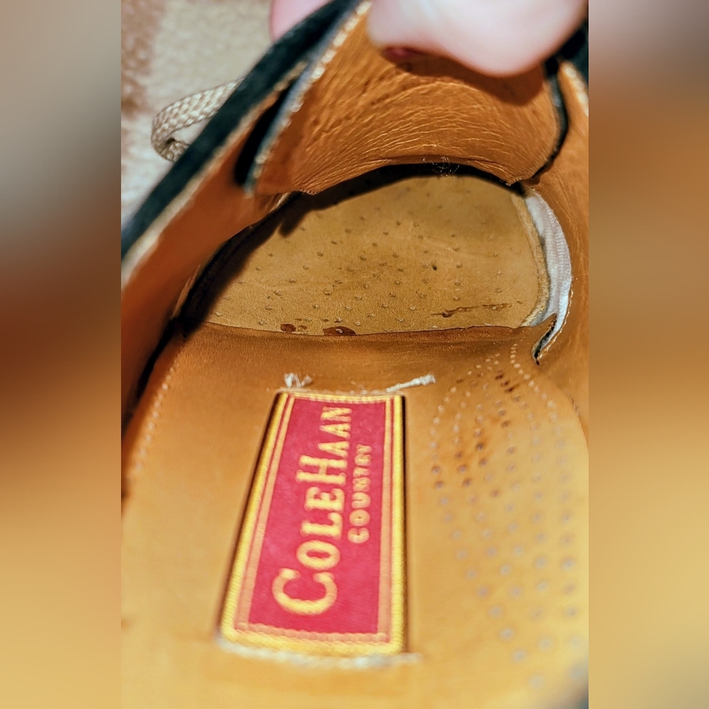 Vtg COLE HAAN Men's Two Tone Oxfords Beige Navy USA- US 7 1/2 D see measurements - Picture 10 of 16